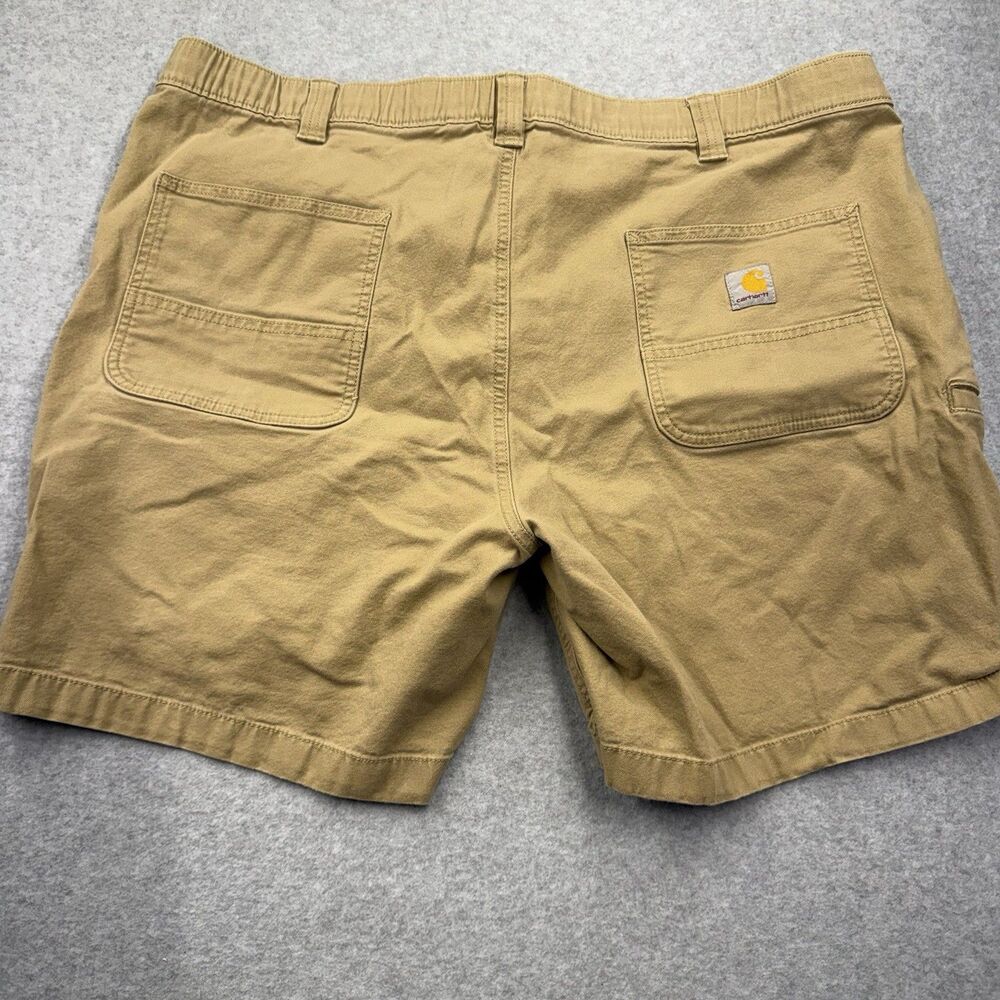 Carhartt Men's Relaxed Fit Beige Canvas Cargo Shorts Zip Pockets 7" Inseam